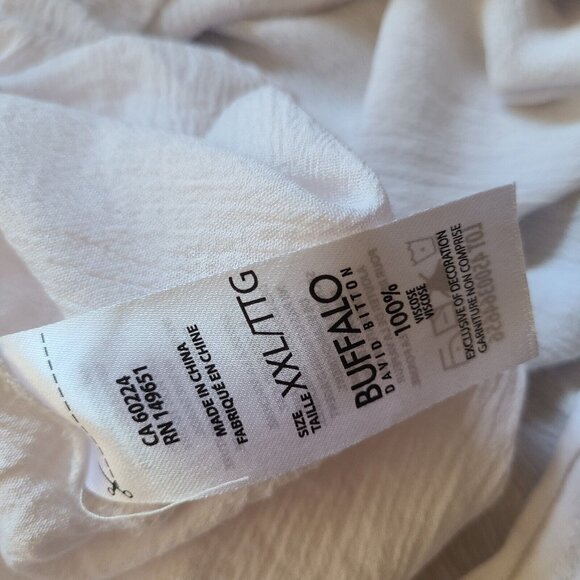 Buffalo David Bitton Top Womens Size XXL Solid All White Short Sleeve Shirt - Picture 4 of 5